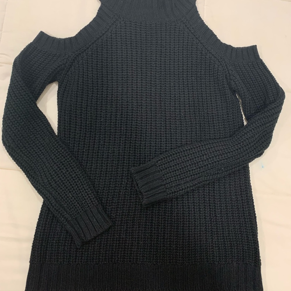 Black Cold Shoulder Knit Sweater